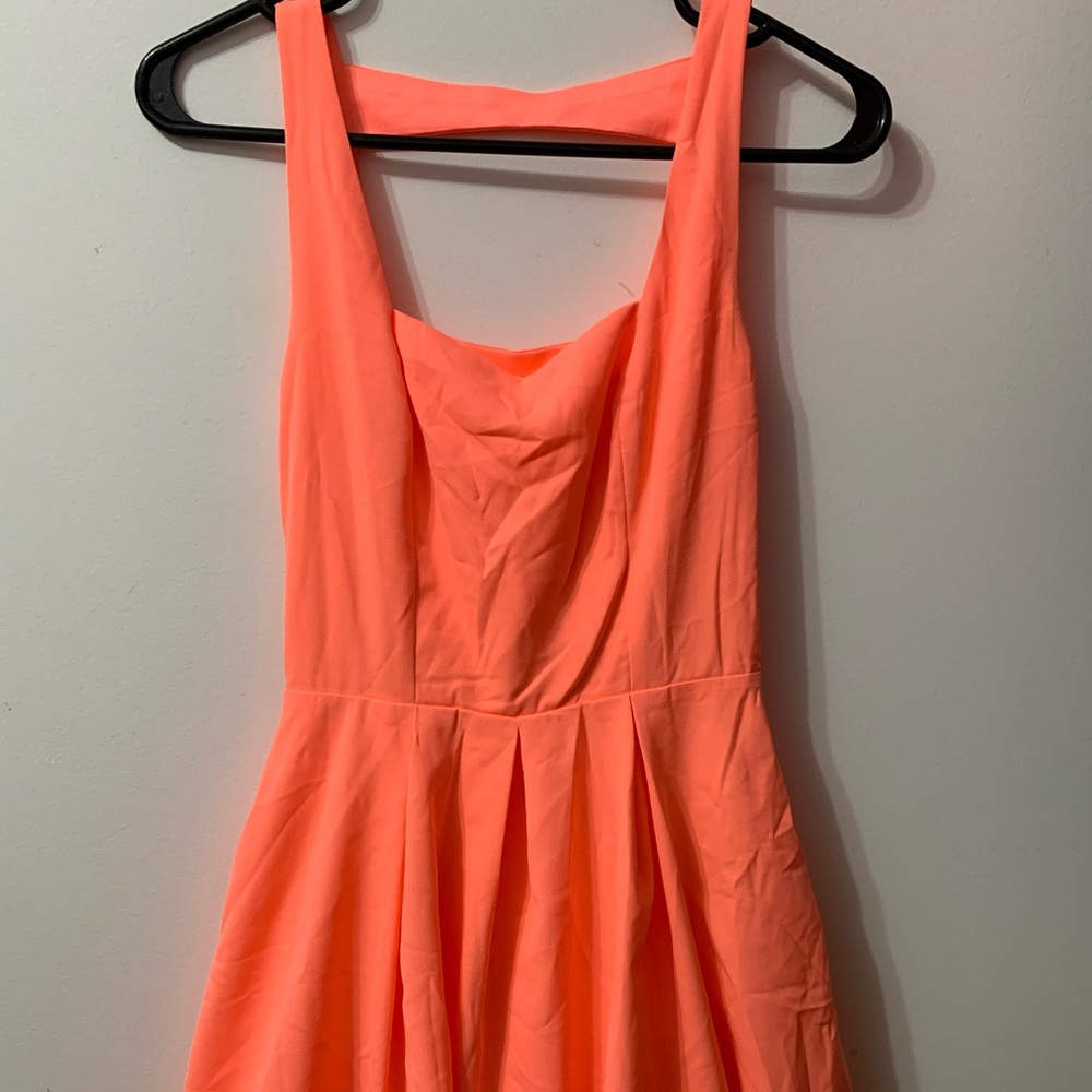 Neon orange coral open back sun dress